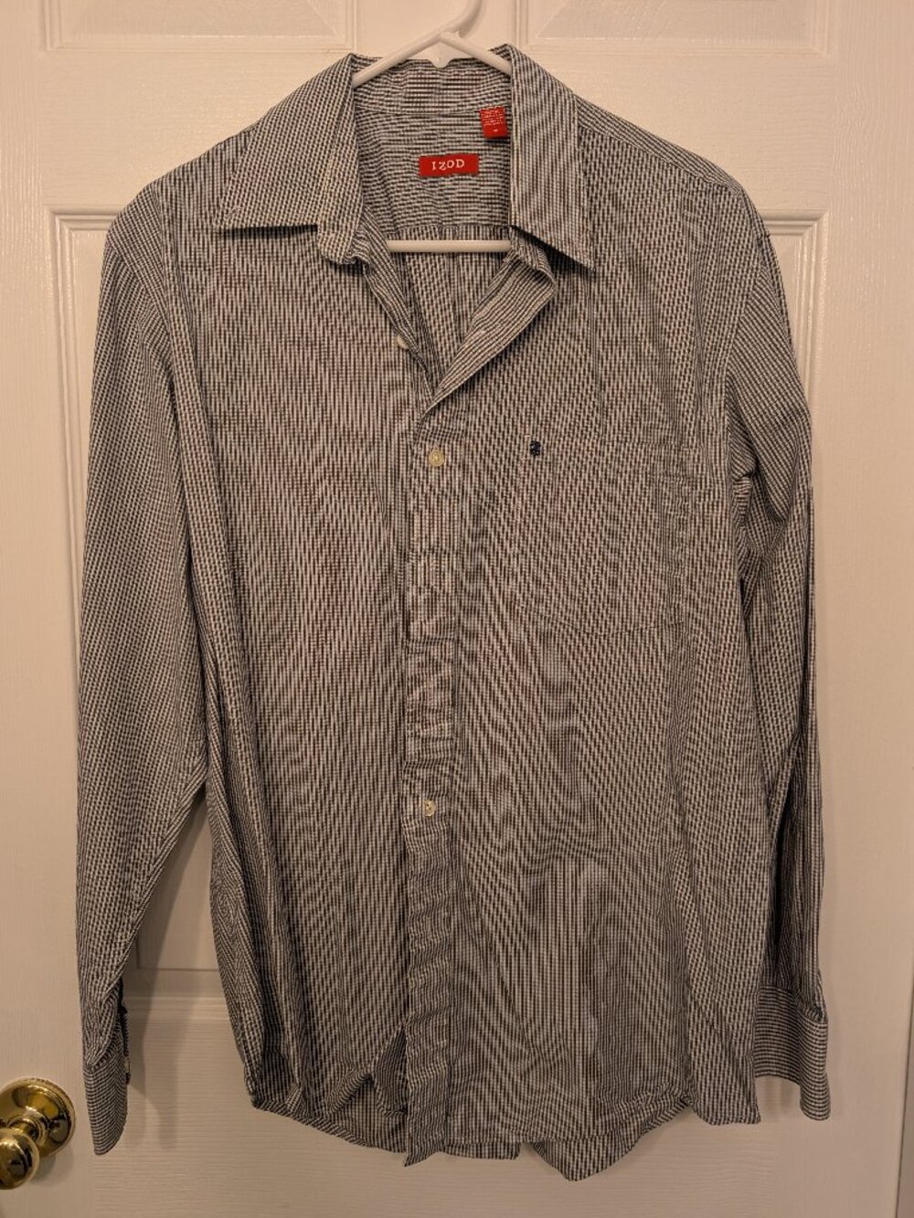 Izod, M, Blue and White Plaid